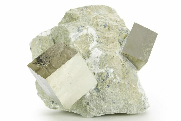 Two Natural Pyrite Cubes In Rock - Navajun, Spain #361874